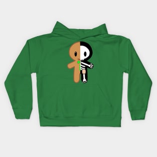 Gingerbread Man Skeleton with Ostomy (Green) Kids Hoodie